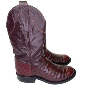 Tony Lama Ostrich Full Quill Western Cowboy Boots Oxblood George Strait Size 4.5